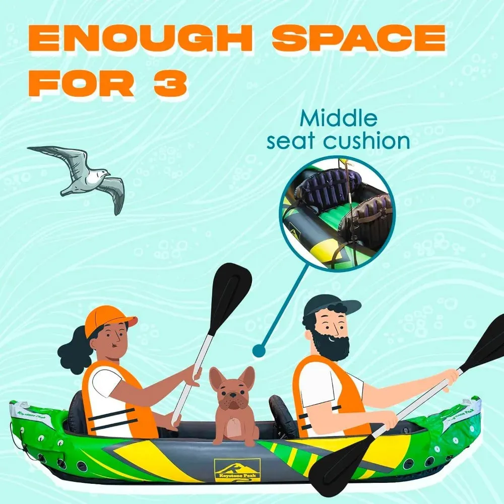 2 Person Inflatable Kayak with Exclusive Sun Canopy (Detachable)   Kayaks for Adults   3rd Seat for Dog/Child