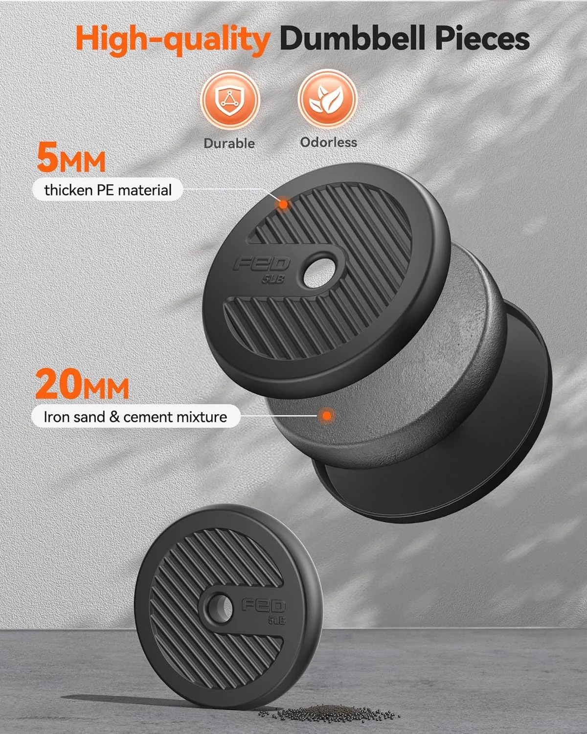 Adjustable Dumbbells, 20/30/40/45/70/90lbs Free Weight Set W/ Connector, 5 in1 Dumbbells Set