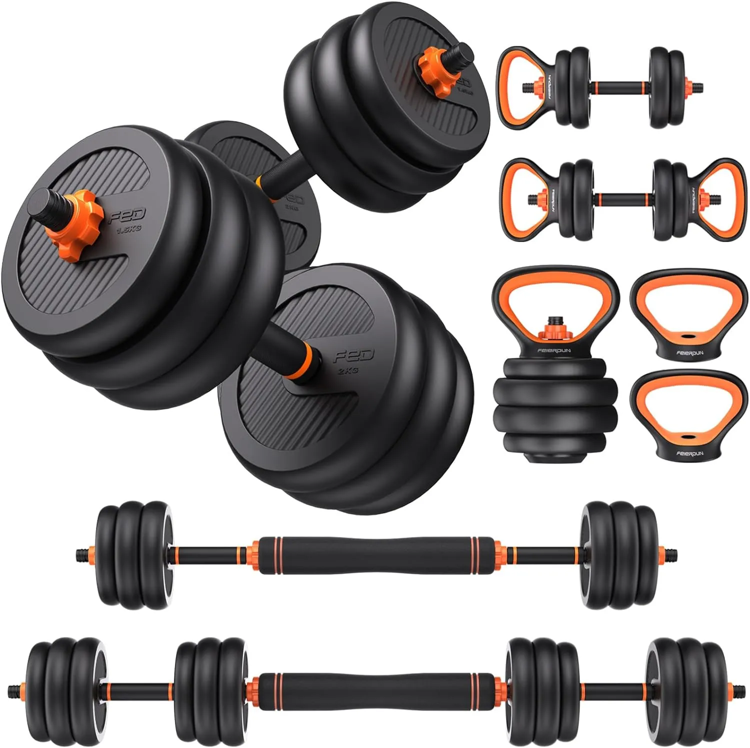 Adjustable Dumbbells, 20/30/40/45/70/90lbs Free Weight Set W/ Connector, 5 in1 Dumbbells Set