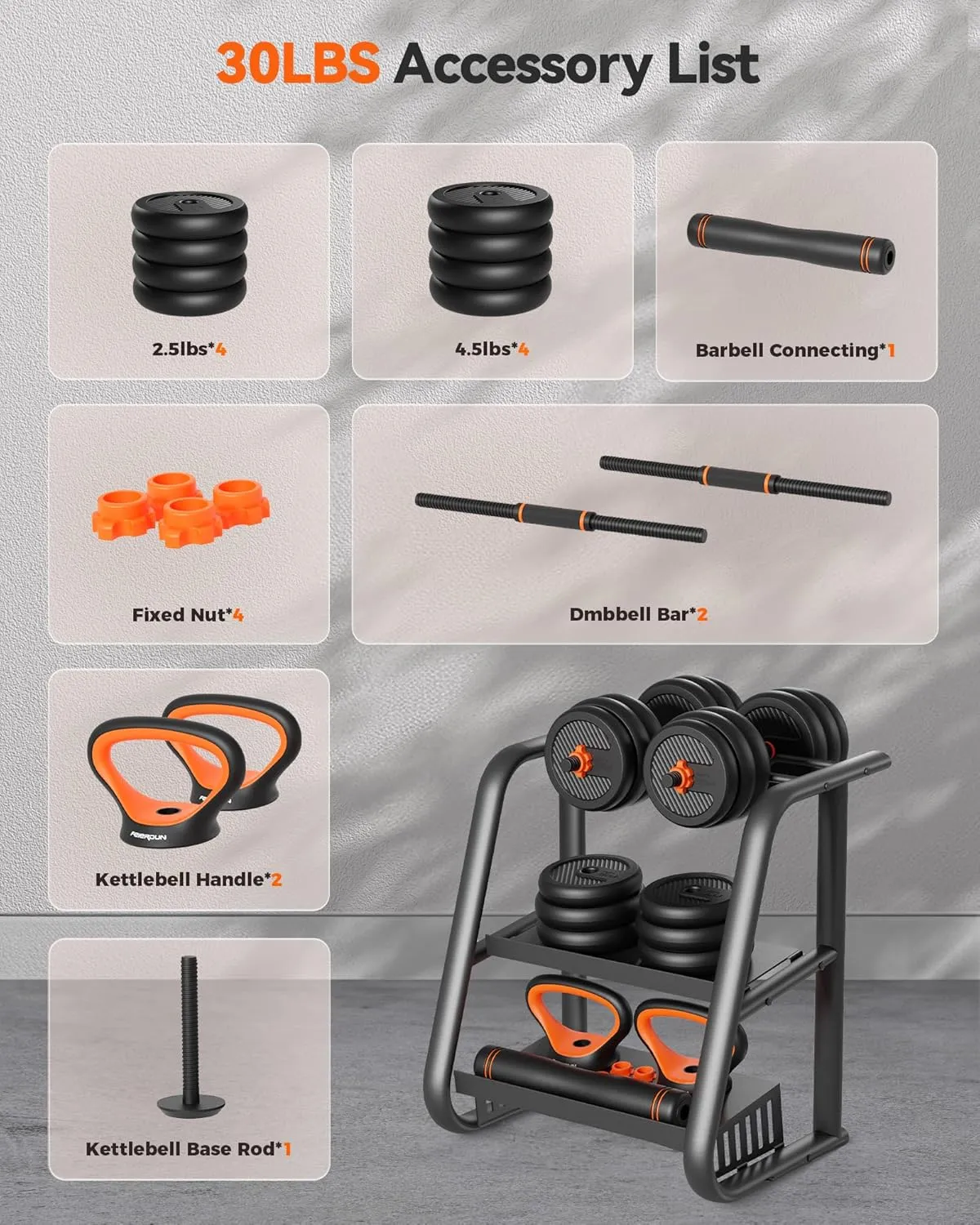 Adjustable Dumbbells, 20/30/40/45/70/90lbs Free Weight Set W/ Connector, 5 in1 Dumbbells Set