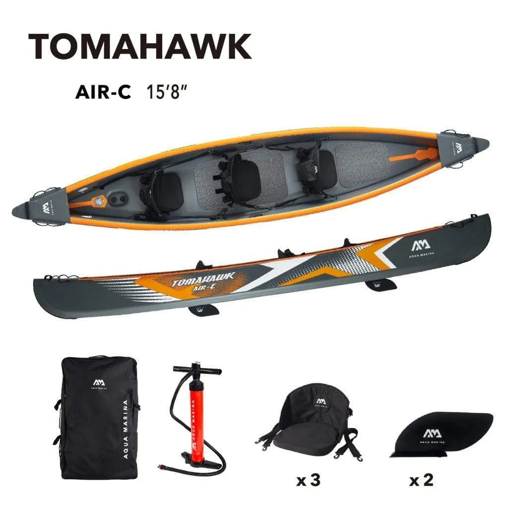 Aqua Marina 15'8" Tomahawk AIR C 3-Person DWF High-end Canoe Inflatable Kayak