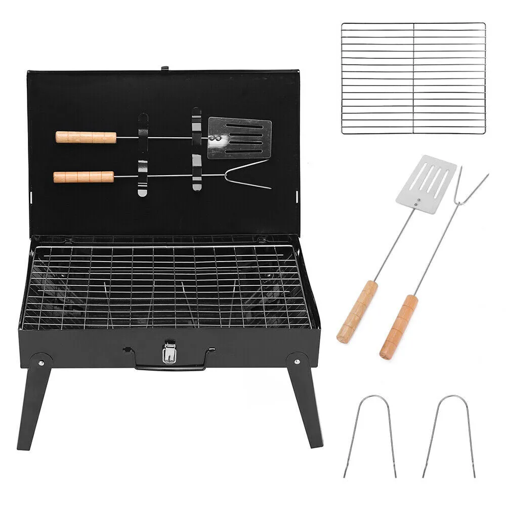 Charcoal BBQ Grill Hibachi Barbecue Portable Folding Steel Roast Camping Picnic