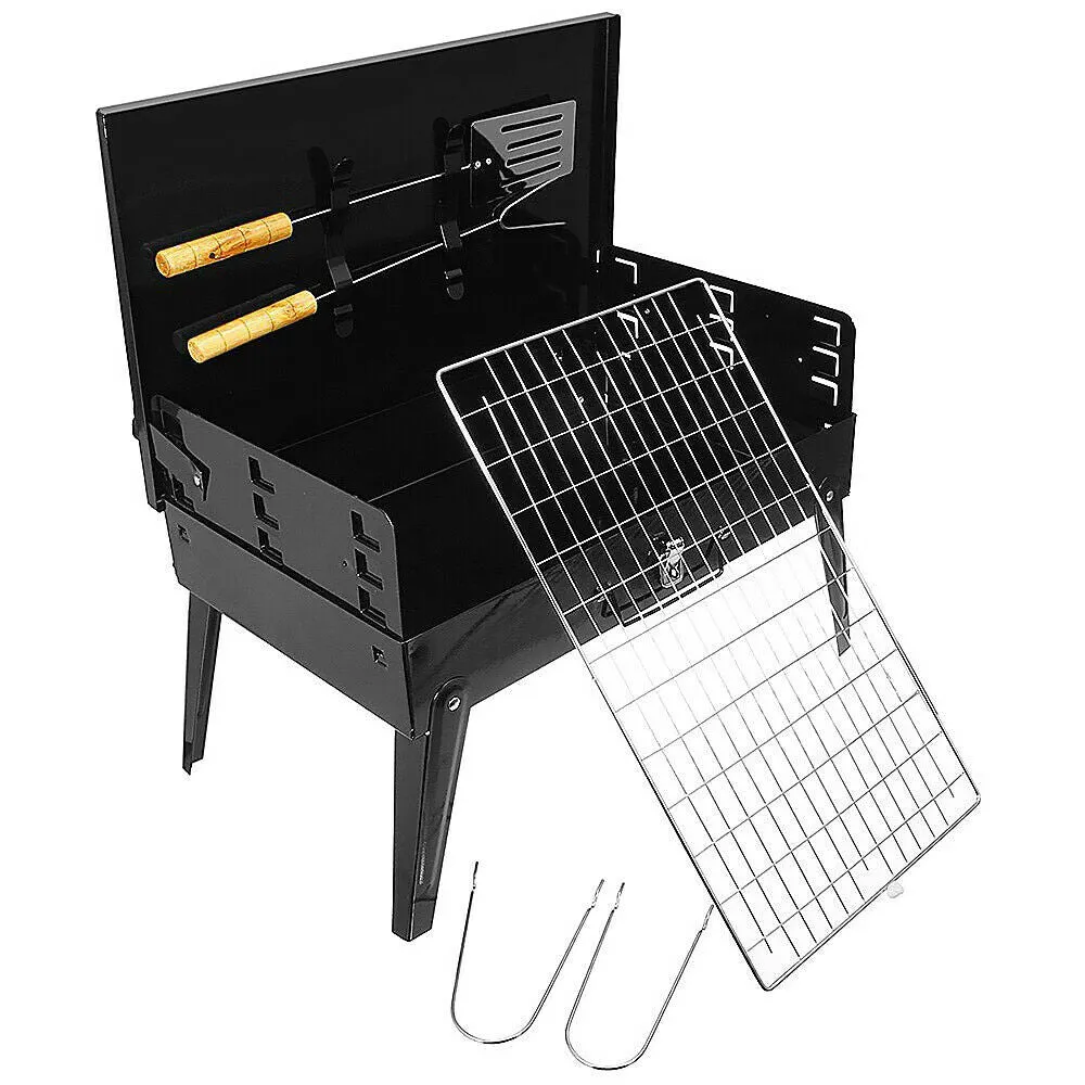 Charcoal BBQ Grill Hibachi Barbecue Portable Folding Steel Roast Camping Picnic