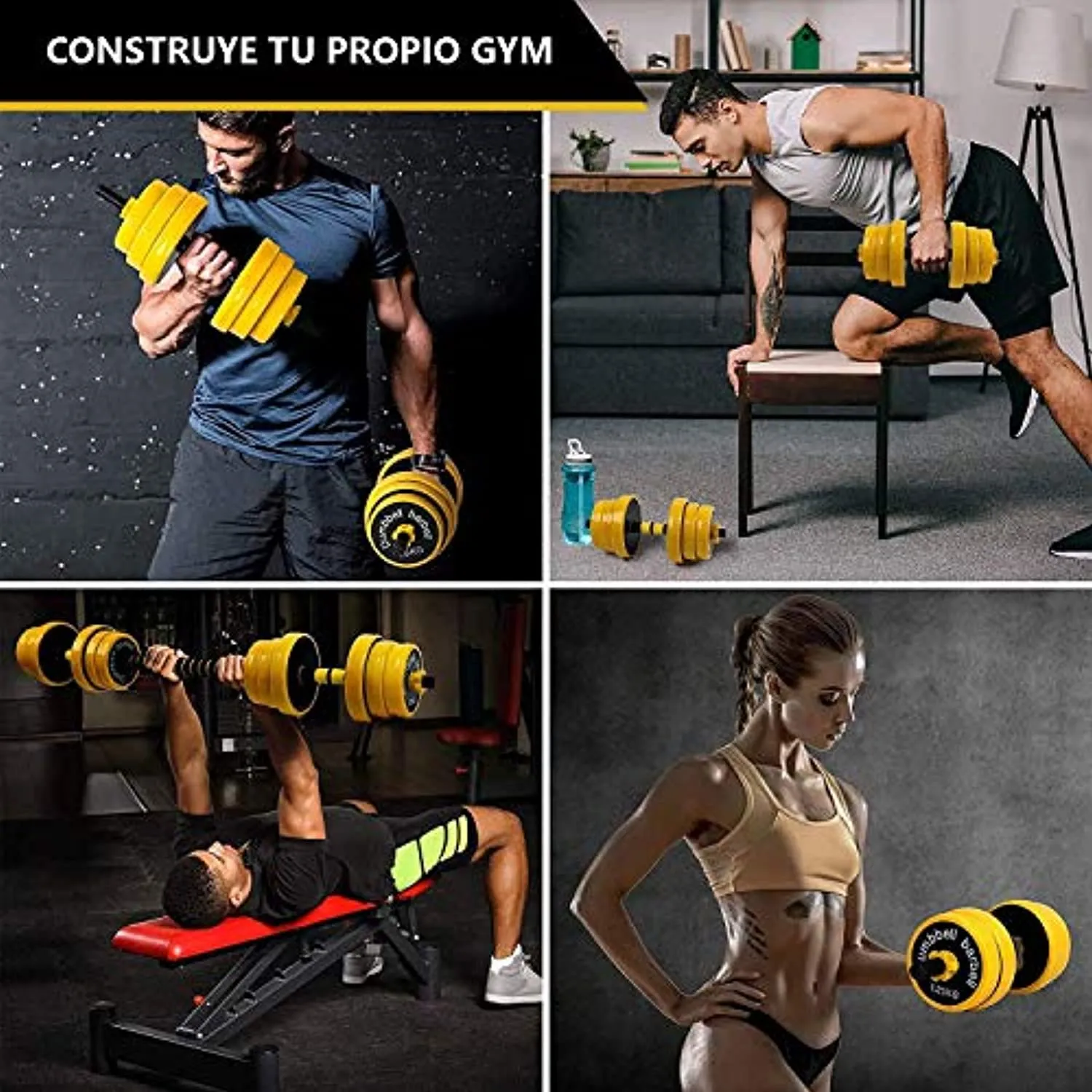 Fuxion 22LB Adjustable Dumbbell Barbell Pair | Free 2-in-1 Set, Non-Slip Neoprene, Purpose, Home, Gym, Office | | Hand Weights, 22 LB or 11 LB, 22 pounds Total / 11 Each
