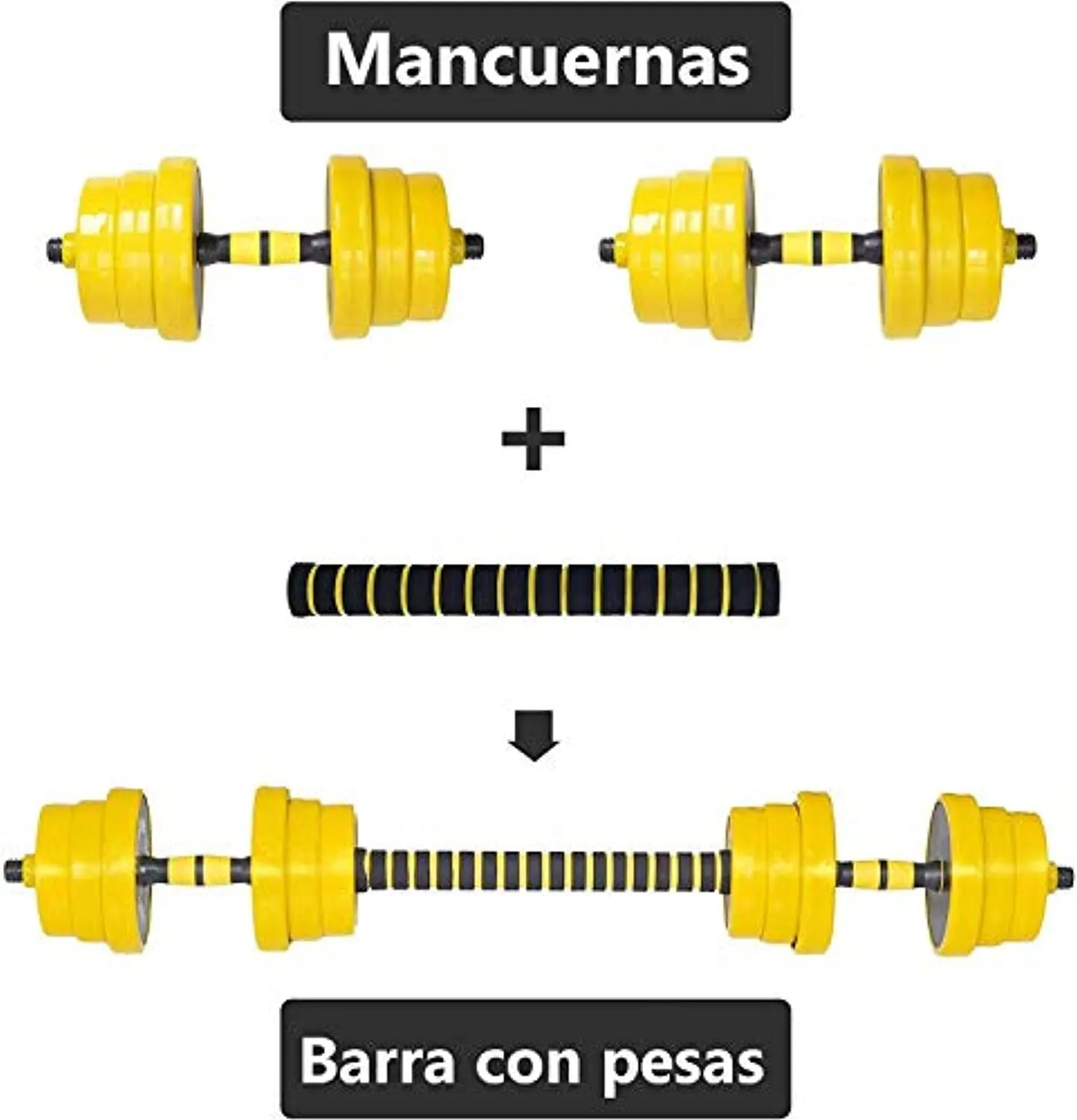 Fuxion 22LB Adjustable Dumbbell Barbell Pair | Free 2-in-1 Set, Non-Slip Neoprene, Purpose, Home, Gym, Office | | Hand Weights, 22 LB or 11 LB, 22 pounds Total / 11 Each