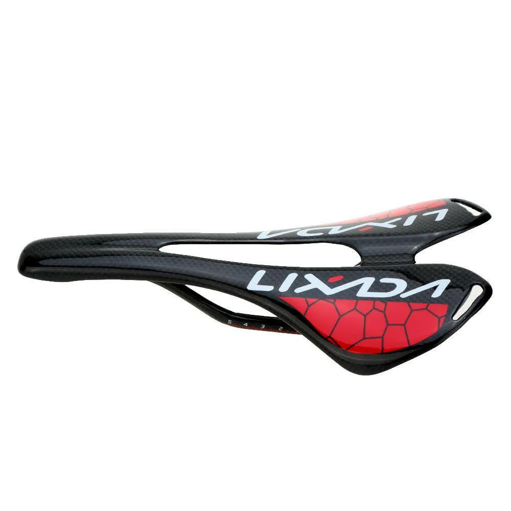 Lixada Black Glossy Full Carbon Fiber Super Lightweight MTB Mountain Bike Road Bike Cycling Hollow Saddle Bicycle Seat 275*143mm 120g