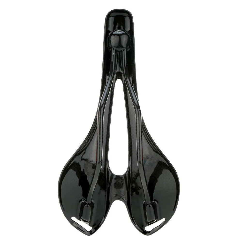 Lixada Black Glossy Full Carbon Fiber Super Lightweight MTB Mountain Bike Road Bike Cycling Hollow Saddle Bicycle Seat 275*143mm 120g