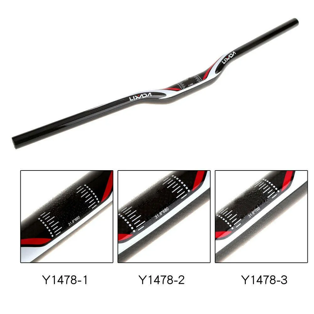Lixada Full Carbon Fiber Cycling MTB Mountain Bike Riser Handlebar 31.8 * 660/680/700mm