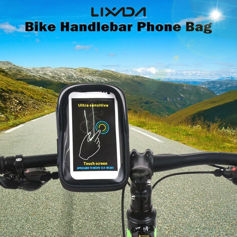 Lixada Waterproof Cycling Bike Bicycle Handlebar Bag Touchscreen Cell Phone Mount Holder Bag for 6.0 Inch Smartphone