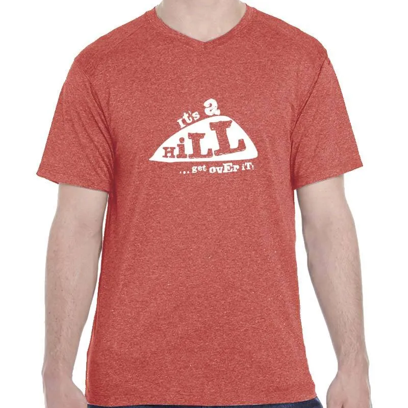 Men's Heathersoft Tech Short Sleeve Shallow V - "It's A Hill.  Get Over It."