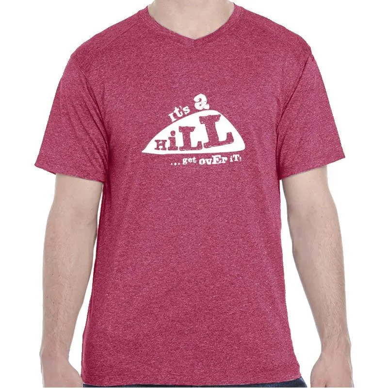 Men's Heathersoft Tech Short Sleeve Shallow V - "It's A Hill.  Get Over It."