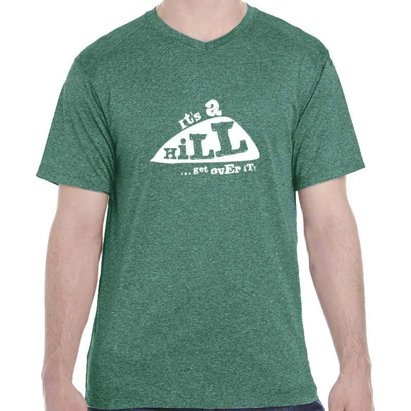 Men's Heathersoft Tech Short Sleeve Shallow V - "It's A Hill.  Get Over It."