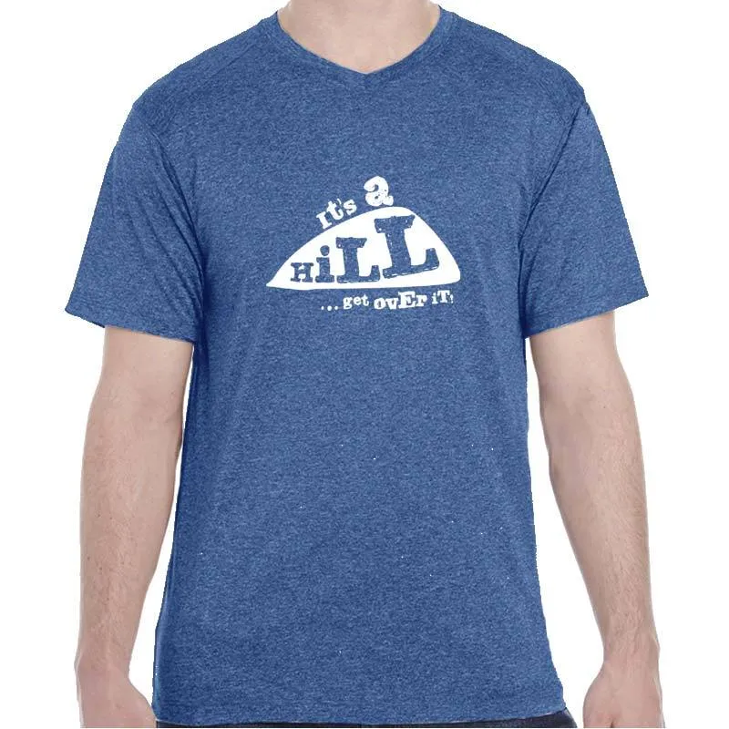 Men's Heathersoft Tech Short Sleeve Shallow V - "It's A Hill.  Get Over It."
