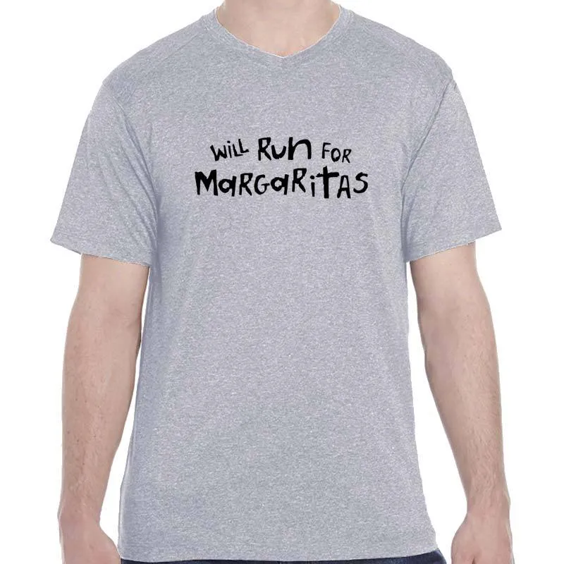 Men's Heathersoft Tech Short Sleeve Shallow V - "Will Run For Margaritas"