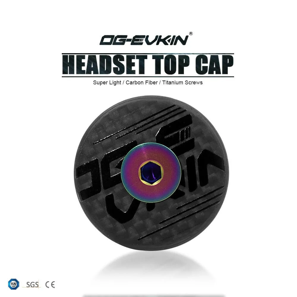 OG-EVKIN HC-001 Carbon Fiber Headset Top Cap Titanium Bolt M6 x 35mm 1-1/8" Super Light 6.2G Bicycle Accessories For Bicycle