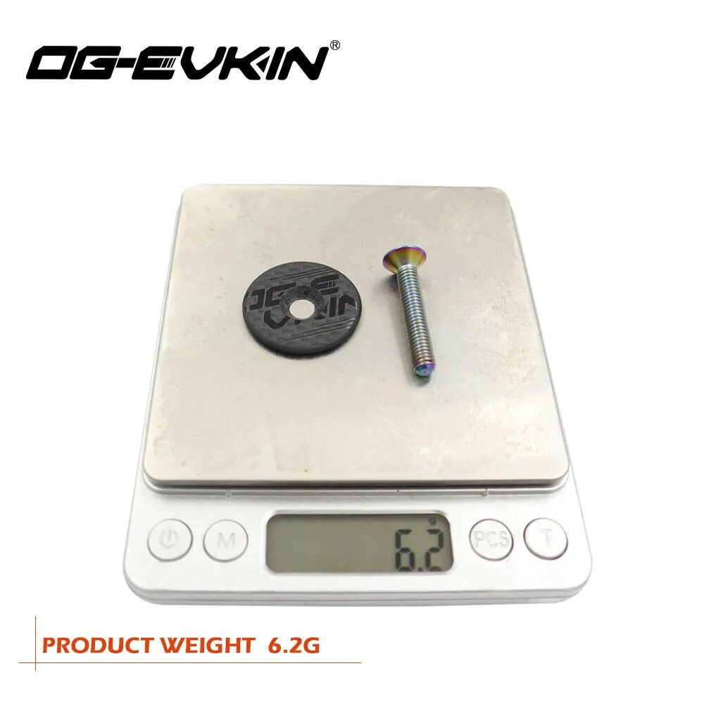 OG-EVKIN HC-001 Carbon Fiber Headset Top Cap Titanium Bolt M6 x 35mm 1-1/8" Super Light 6.2G Bicycle Accessories For Bicycle