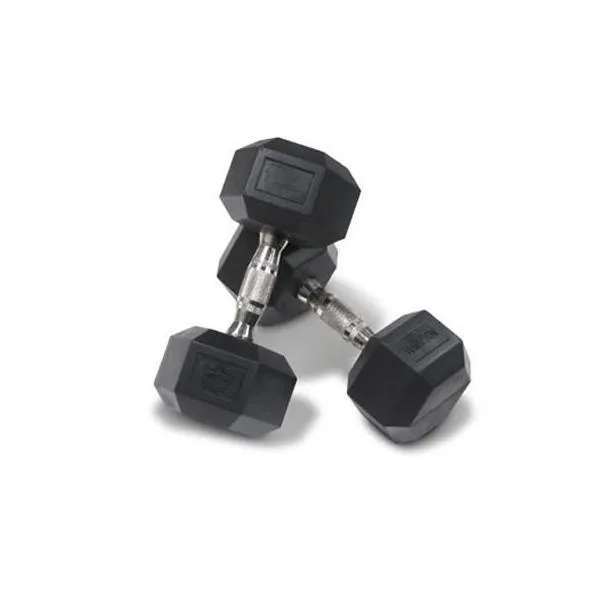Pair of 35kg Rubber Hex Dumbbells