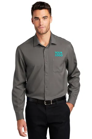 Port Authority Ladies Long Sleeve Performance Custom Staff Shirts, Graphite