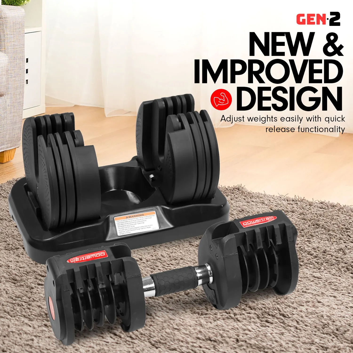 Powertrain Gen2 20kg Home Gym Adjustable Dumbbell
