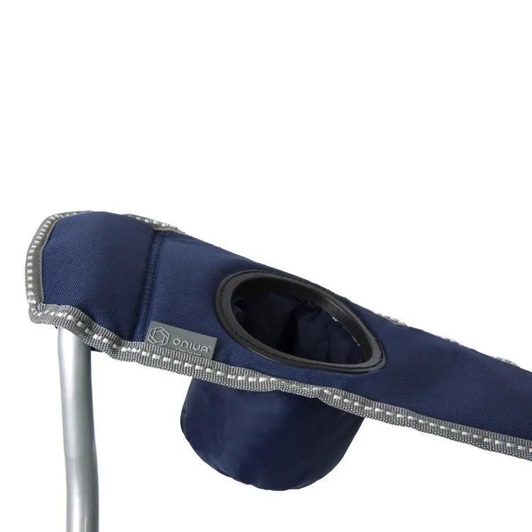 Reclining Camp Chair, Navy and Gray