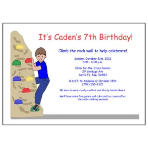 Rock Climbing Birthday Party Invitation - Boy