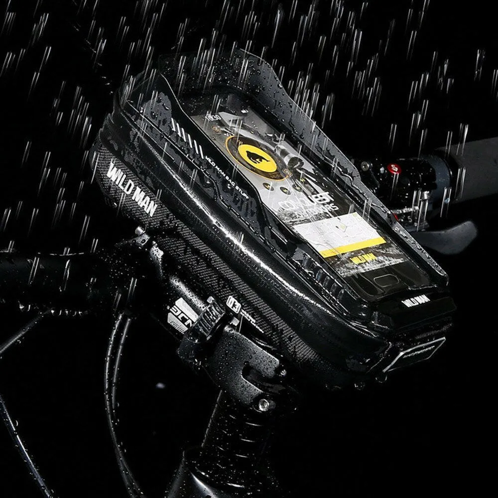 Touch Screen Bike Handlebar Bag Waterproof Front Frame Top Tube Bicycle Pouch Large Capacity Cycling Front Storage Bag for 6.7in Large Screen