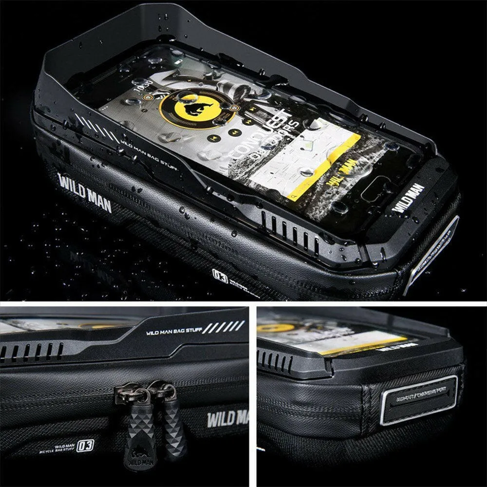 Touch Screen Bike Handlebar Bag Waterproof Front Frame Top Tube Bicycle Pouch Large Capacity Cycling Front Storage Bag for 6.7in Large Screen
